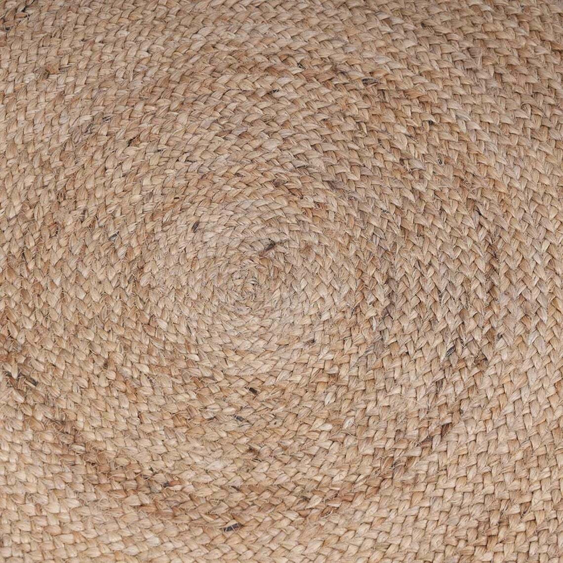 Ripaz Vogue - Rug Round in Jute Hand Braided Rustic Look Rug Beige with Red Border