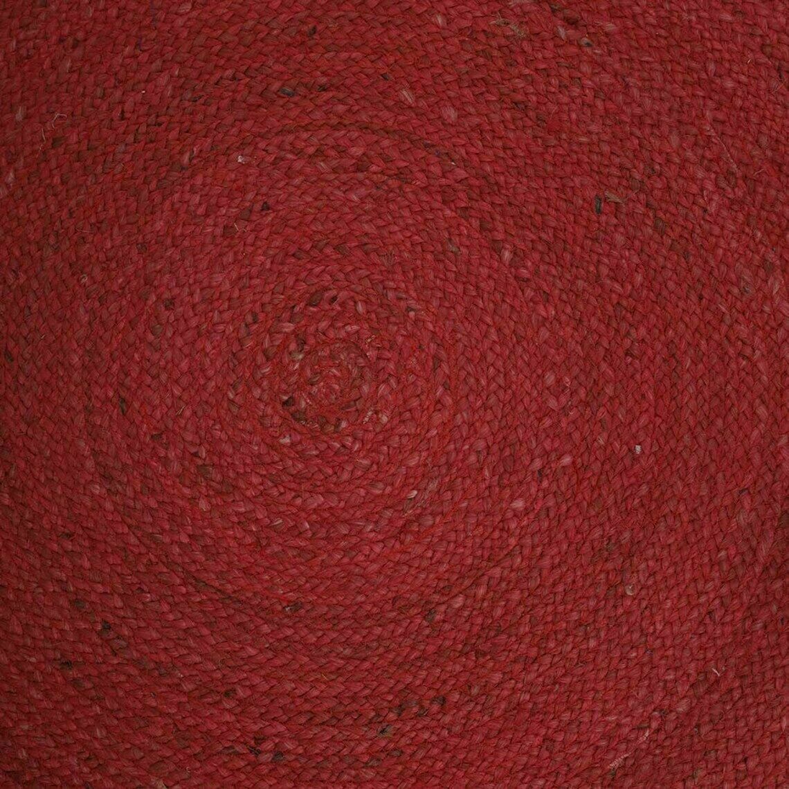 Ripaz Vogue - Rug Round in Jute Hand Braided Rustic Look Area Rug Red with Beige Border