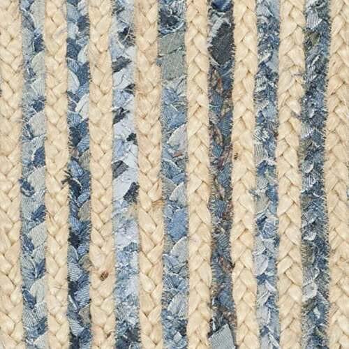 Ripaz Vogue - Rug Round in Denim Jute Hand Braided Rustic Look Area Rug For Living Room