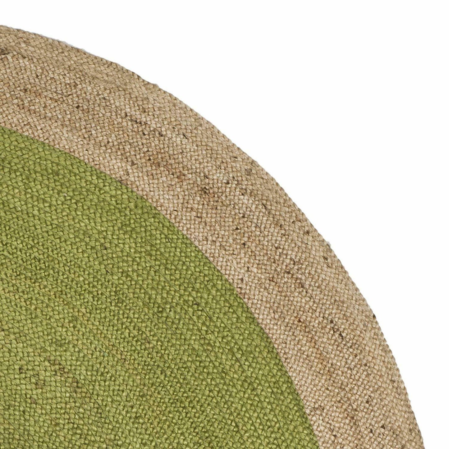 Ripaz Vogue - Jute Area Rug Round Hand Braided Farmhouse Jute Door Mat Green with Beige Border