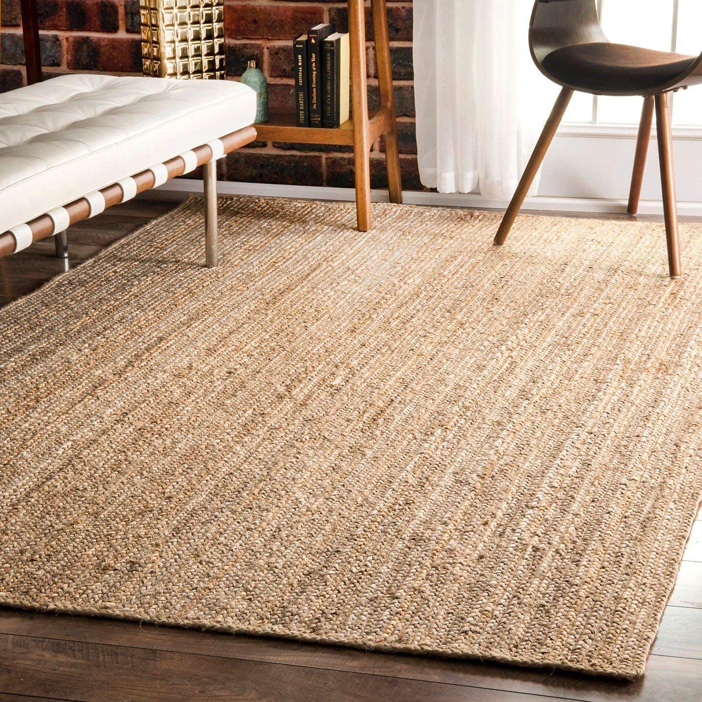 Ripaz Hand Braided Natural Jute Rug Rectangle Area Handmade Rug for Home Decor