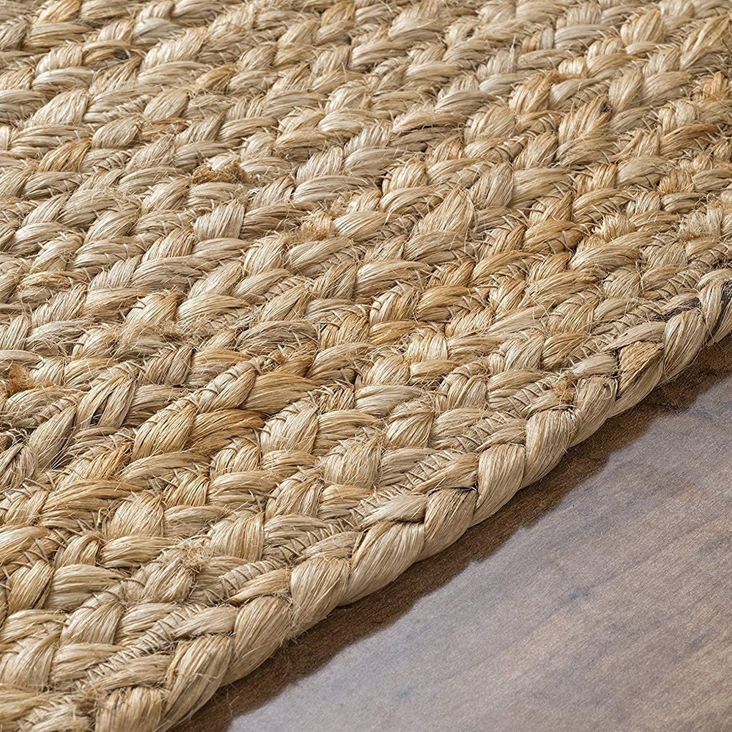 Ripaz Hand Braided Natural Jute Rug Rectangle Area Handmade Rug for Home Decor