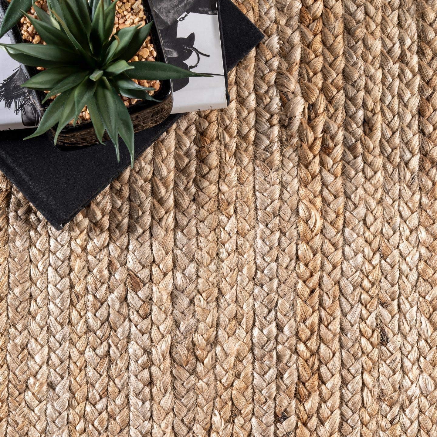 Ripaz Hand Braided Natural Jute Rug Rectangle Area Handmade Rug for Home Decor