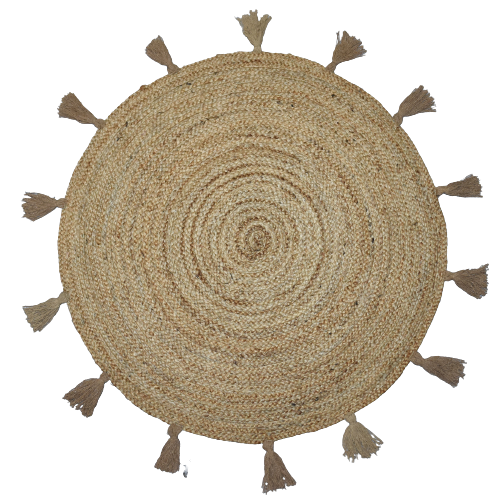 Ripaz Vogue - Jute Area Rug Round Hand Braided Farmhouse Jute Door Mat