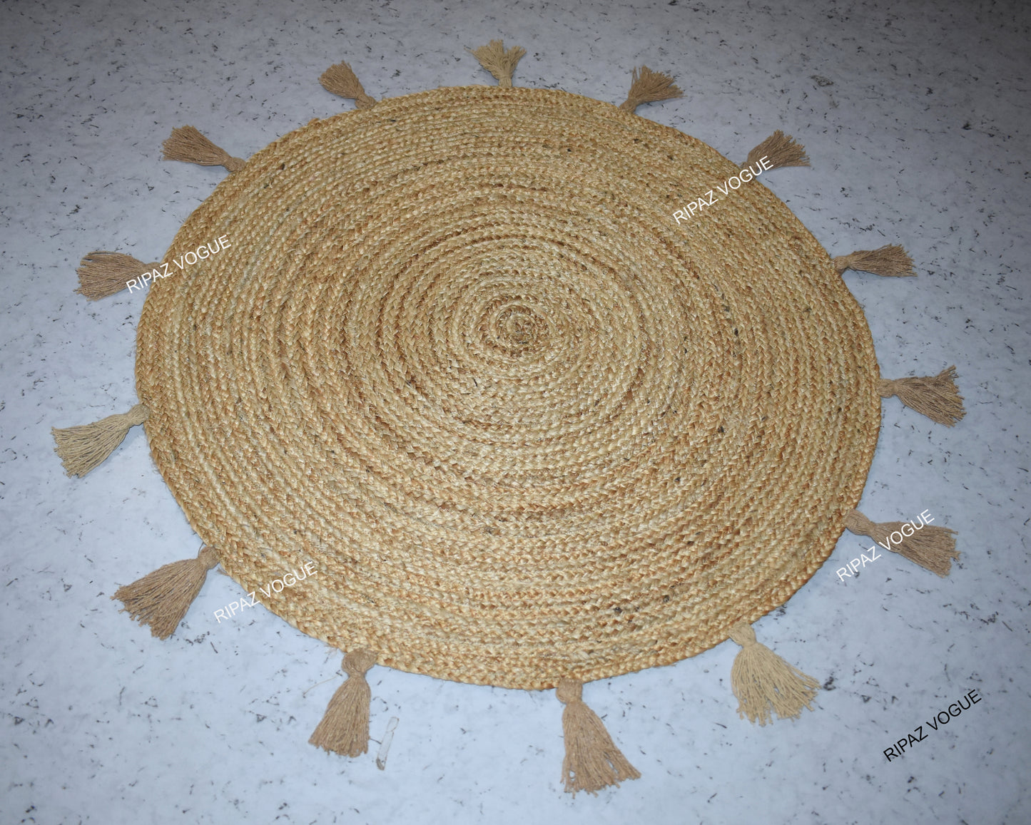 Ripaz Vogue - Jute Area Rug Round Hand Braided Farmhouse Jute Door Mat