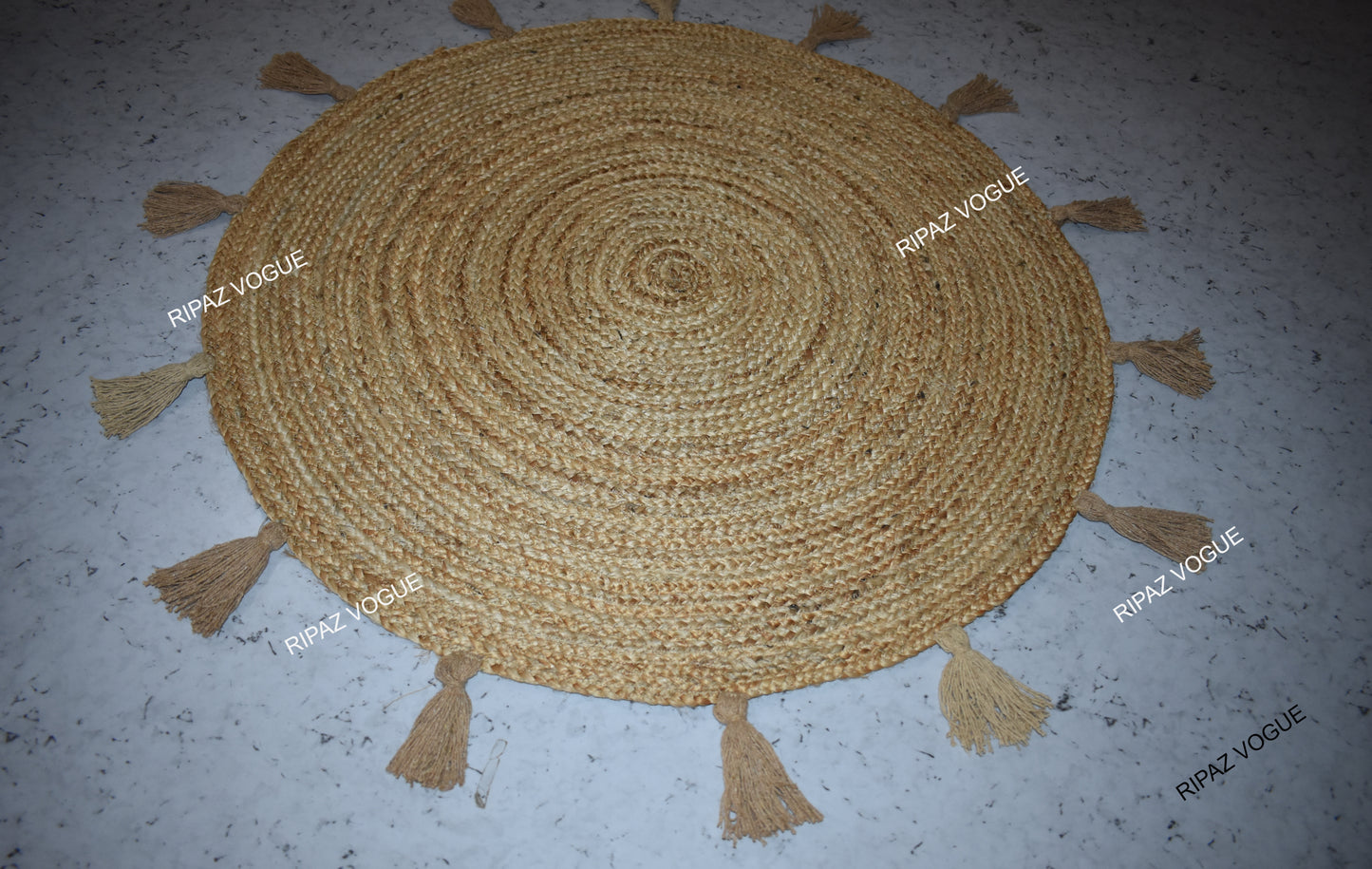 Ripaz Vogue - Jute Area Rug Round Hand Braided Farmhouse Jute Door Mat